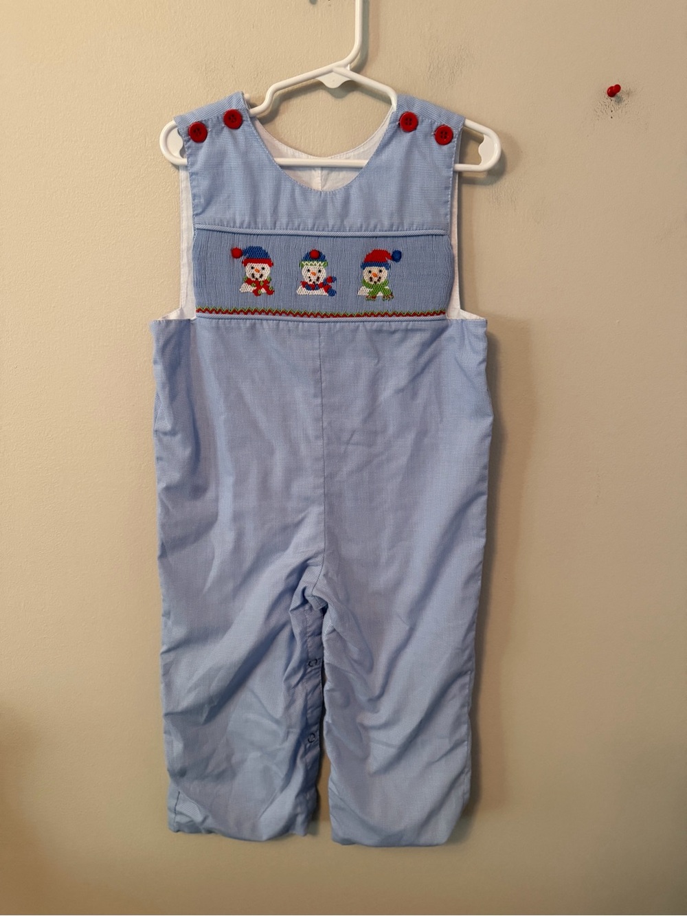 Remember Nguyen Baby Blue Smocked Snowman Longalls